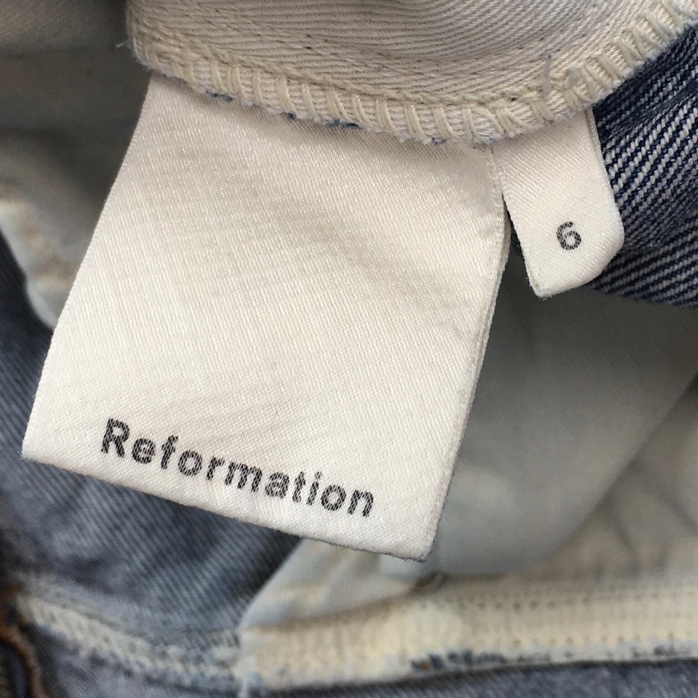 ☮️Reformation BENJI DISTRESSED Denim Overall in Celtic Size 6 - Picture 14 of 16